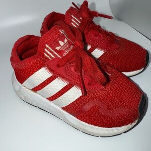 Adidas Kids Red and White Sneakers